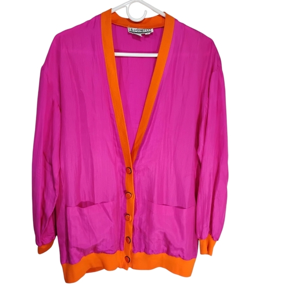 SK Company Pink and Orange Women's Cardigan. Materia 100% Silk - Picture 1 of 6